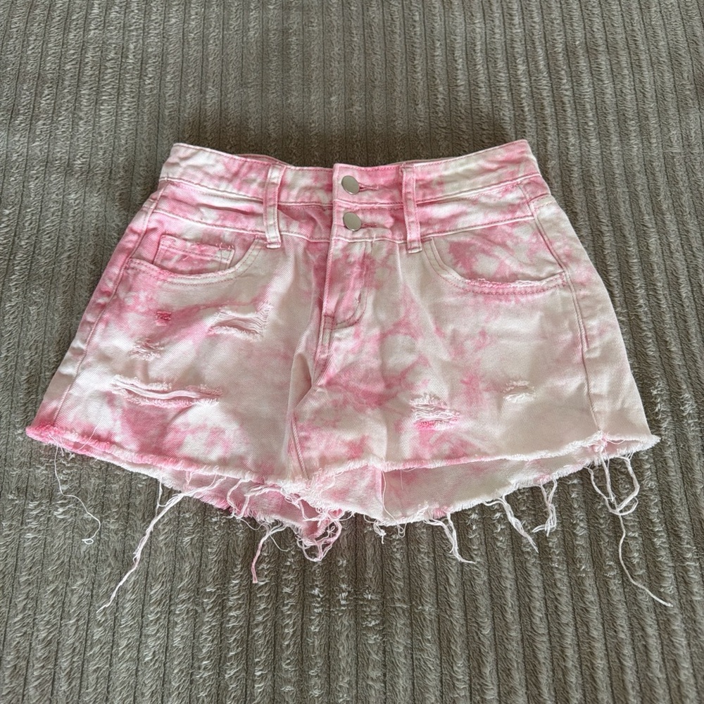 Fashion Nova Pink and White High Waist Shorts